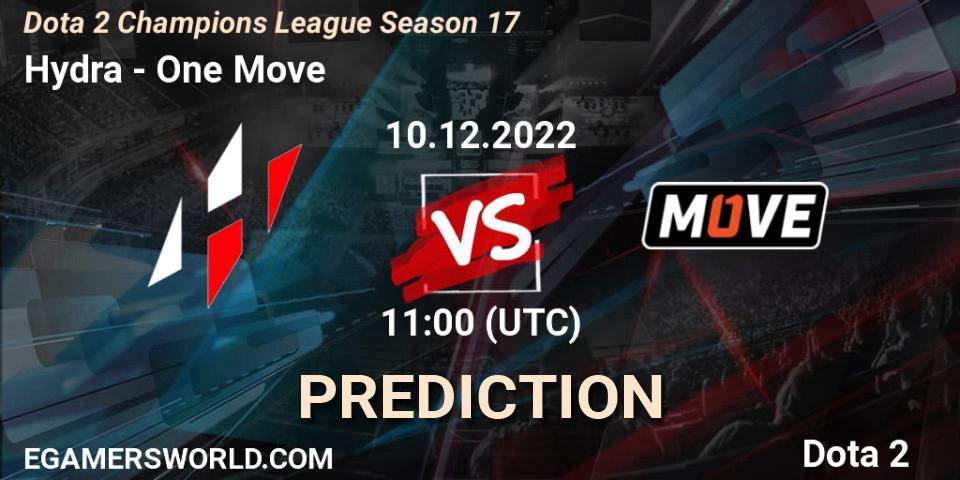 Hydra vs One Move: Match Prediction. 10.12.2022 at 11:00, Dota 2, Dota 2 Champions League Season 17