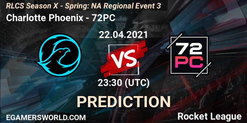 Charlotte Phoenix vs 72PC: Match Prediction. 22.04.2021 at 23:30, Rocket League, RLCS Season X - Spring: NA Regional Event 3