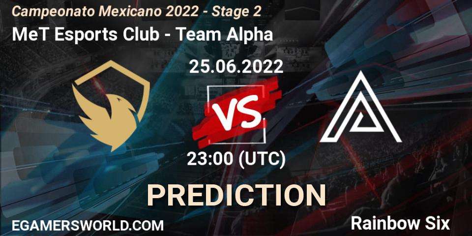 MeT Esports Club vs Team Alpha: Match Prediction. 25.06.2022 at 23:00, Rainbow Six, Campeonato Mexicano 2022 - Stage 2