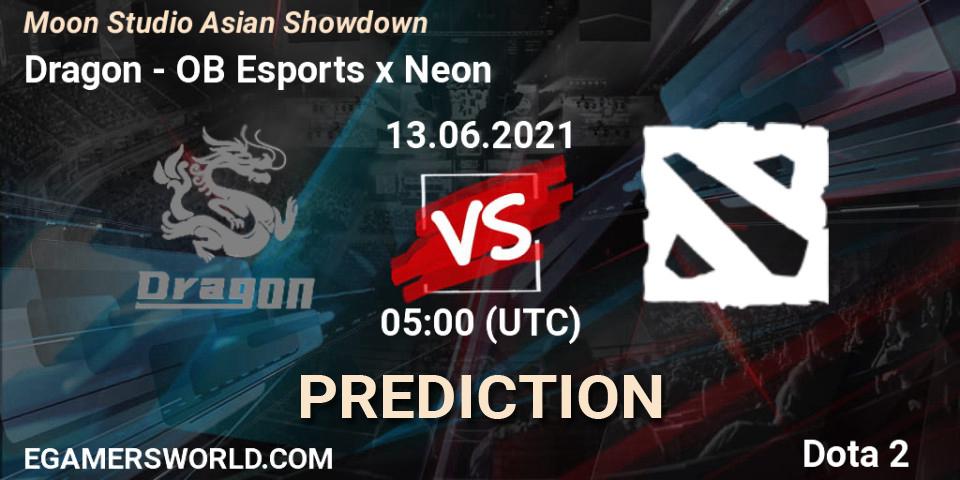 Dragon vs OB Esports x Neon: Match Prediction. 13.06.2021 at 06:01, Dota 2, Moon Studio Asian Showdown
