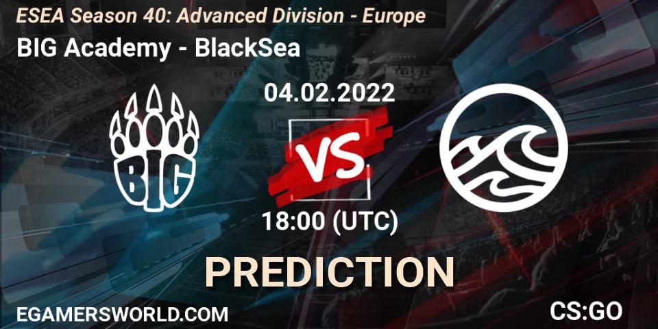 BIG Academy vs BlackSea: Match Prediction. 04.02.2022 at 18:00, Counter-Strike (CS2), ESEA Season 40: Advanced Division - Europe
