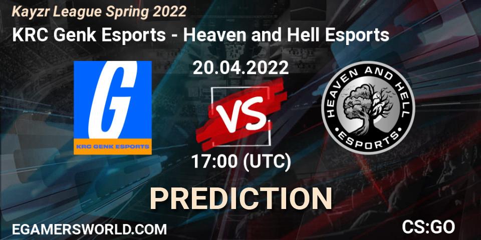 KRC Genk Esports vs Heaven and Hell Esports: Match Prediction. 20.04.2022 at 17:00, Counter-Strike (CS2), Kayzr League Spring 2022