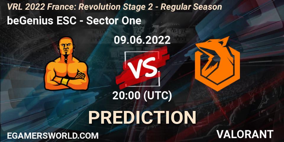 beGenius ESC vs Sector One: Match Prediction. 09.06.2022 at 20:45, VALORANT, VRL 2022 France: Revolution Stage 2 - Regular Season
