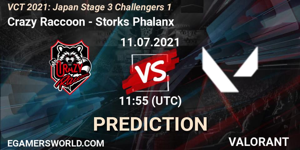 Crazy Raccoon vs Storks Phalanx: Match Prediction. 11.07.2021 at 12:30, VALORANT, VCT 2021: Japan Stage 3 Challengers 1