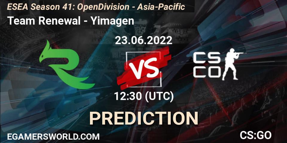 Team Renewal vs Yimagen: Match Prediction. 23.06.2022 at 12:30, Counter-Strike (CS2), ESEA Season 41: Open Division - Asia-Pacific