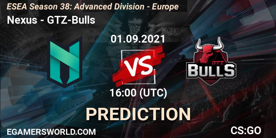 Nexus vs GTZ-Bulls: Match Prediction. 01.09.2021 at 16:00, Counter-Strike (CS2), ESEA Season 38: Advanced Division - Europe