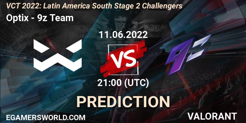 Optix vs 9z Team: Match Prediction. 11.06.2022 at 21:00, VALORANT, VCT 2022: Latin America South Stage 2 Challengers
