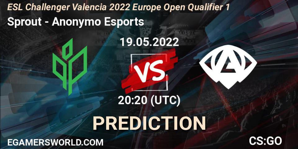 Sprout vs Anonymo Esports: Match Prediction. 19.05.2022 at 20:20, Counter-Strike (CS2), ESL Challenger Valencia 2022 Europe Open Qualifier 1