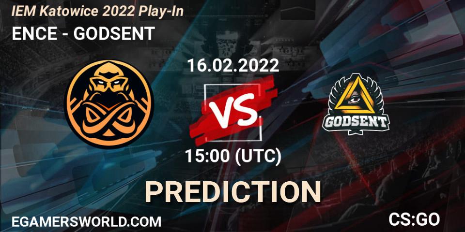 ENCE vs GODSENT: Match Prediction. 16.02.2022 at 15:00, Counter-Strike (CS2), IEM Katowice 2022 Play-In