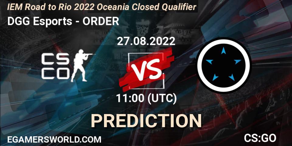 DGG Esports vs ORDER: Match Prediction. 27.08.22, CS2 (CS:GO), IEM Road to Rio 2022 Oceania Closed Qualifier