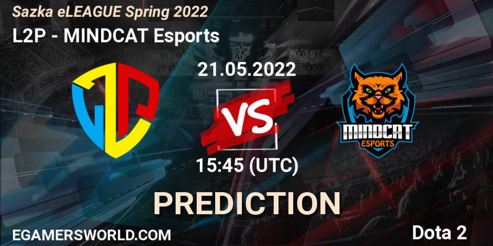 L2P vs MINDCAT Esports: Match Prediction. 21.05.2022 at 10:21, Dota 2, Sazka eLEAGUE Spring 2022