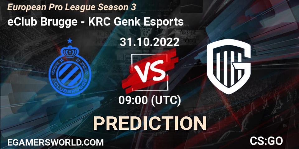 eClub Brugge vs KRC Genk Esports: Match Prediction. 31.10.2022 at 09:00, Counter-Strike (CS2), European Pro League Season 3
