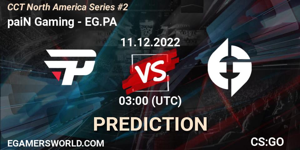 paiN Gaming vs EG.PA: Match Prediction. 11.12.22, CS2 (CS:GO), CCT North America Series #2