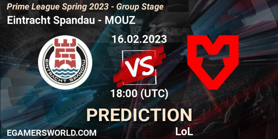 Eintracht Spandau vs MOUZ: Match Prediction. 16.02.2023 at 19:00, LoL, Prime League Spring 2023 - Group Stage