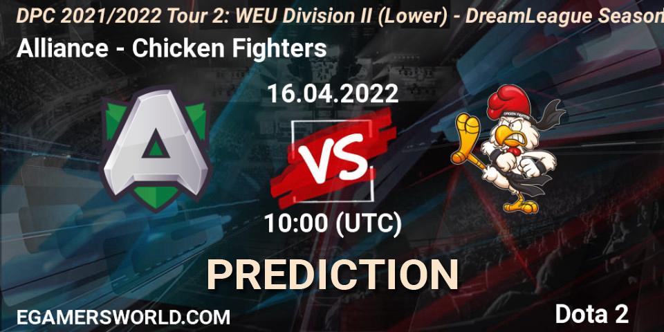 Alliance vs Chicken Fighters: Match Prediction. 16.04.22, Dota 2, DPC 2021/2022 Tour 2: WEU Division II (Lower) - DreamLeague Season 17