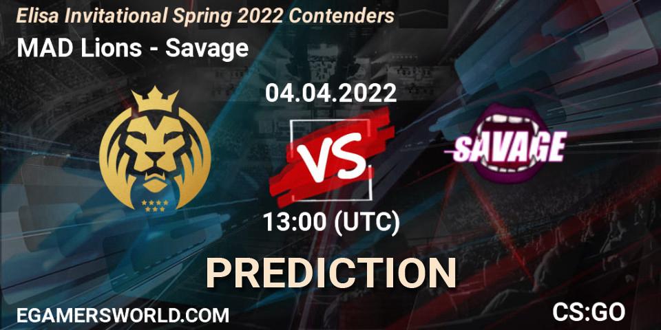 MAD Lions vs Savage: Match Prediction. 04.04.22, CS2 (CS:GO), Elisa Invitational Spring 2022 Contenders