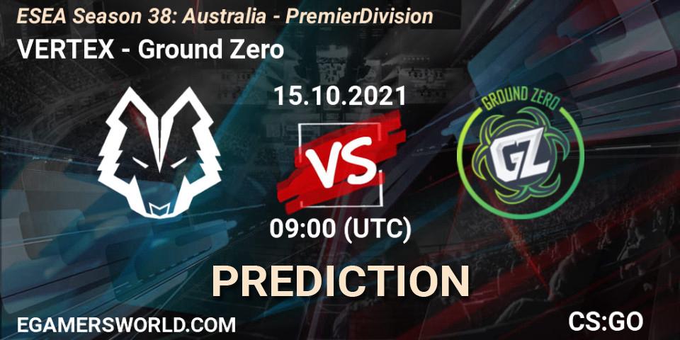 VERTEX vs Ground Zero: Match Prediction. 15.10.21, CS2 (CS:GO), ESEA Season 38: Australia - Premier Division