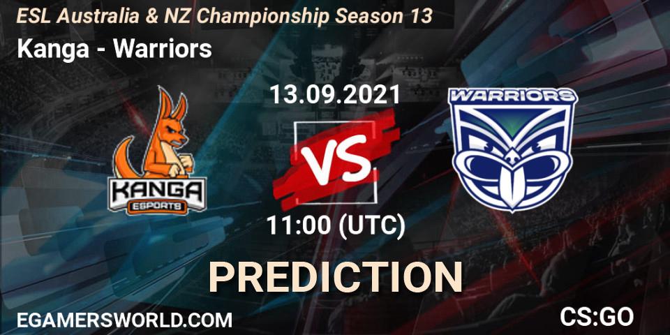 Kanga vs Warriors: Match Prediction. 13.09.2021 at 11:10, Counter-Strike (CS2), ESL Australia & NZ Championship Season 13