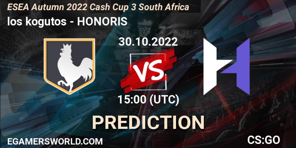 los kogutos vs HONORIS: Match Prediction. 30.10.2022 at 15:00, Counter-Strike (CS2), ESEA Autumn 2022 Cash Cup 3 South Africa