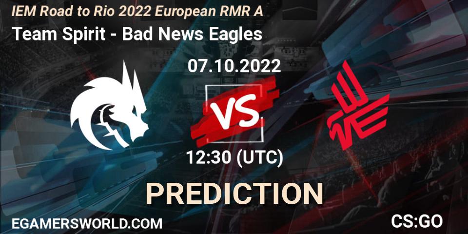 Team Spirit vs Bad News Eagles: Match Prediction. 07.10.2022 at 12:30, Counter-Strike (CS2), IEM Road to Rio 2022 European RMR A