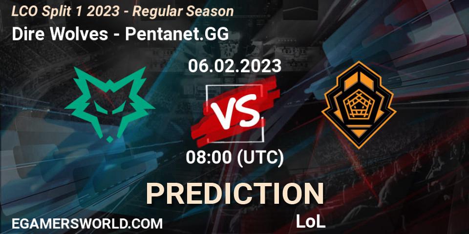 Dire Wolves vs Pentanet.GG: Match Prediction. 06.02.23, LoL, LCO Split 1 2023 - Regular Season