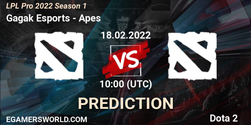 Gagak Esports vs Apes: Match Prediction. 18.02.22, Dota 2, LPL Pro 2022 Season 1