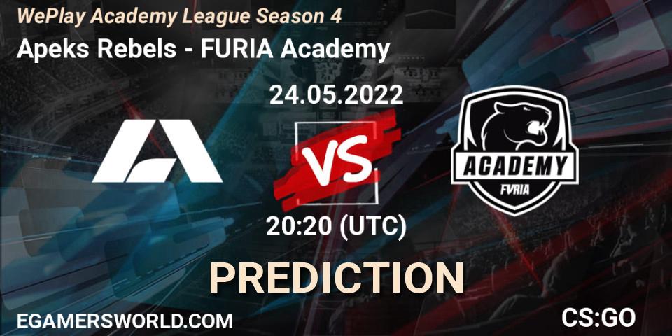 Apeks Rebels vs FURIA Academy: Match Prediction. 24.05.2022 at 19:20, Counter-Strike (CS2), WePlay Academy League Season 4