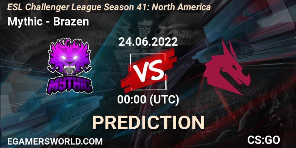 Mythic vs Brazen: Match Prediction. 24.06.2022 at 00:00, Counter-Strike (CS2), ESL Challenger League Season 41: North America