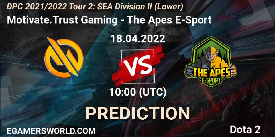 Motivate.Trust Gaming vs The Apes E-Sport: Match Prediction. 18.04.2022 at 10:00, Dota 2, DPC 2021/2022 Tour 2: SEA Division II (Lower)