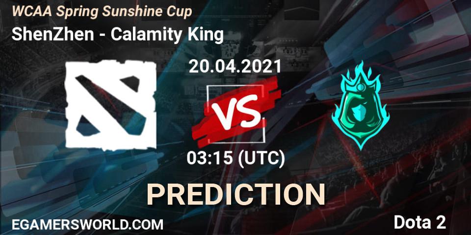 ShenZhen vs Calamity King: Match Prediction. 20.04.2021 at 03:10, Dota 2, WCAA Spring Sunshine Cup