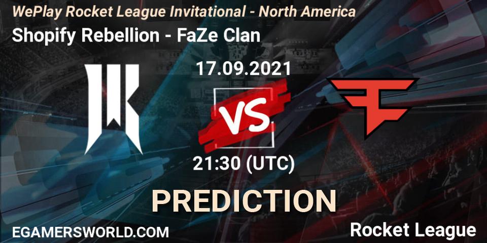 Shopify Rebellion vs FaZe Clan: Match Prediction. 17.09.2021 at 21:30, Rocket League, WePlay Rocket League Invitational - North America