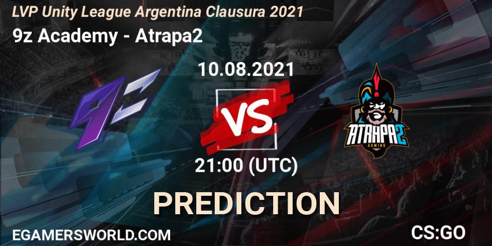 9z Academy vs Atrapa2: Match Prediction. 10.08.2021 at 21:00, Counter-Strike (CS2), LVP Unity League Argentina Clausura 2021