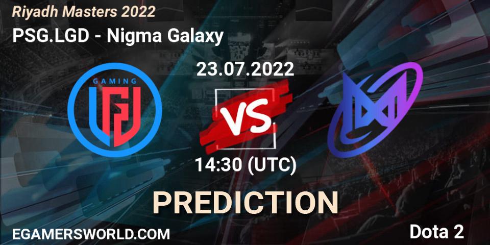 PSG.LGD vs Nigma Galaxy: Match Prediction. 23.07.2022 at 14:28, Dota 2, Riyadh Masters 2022