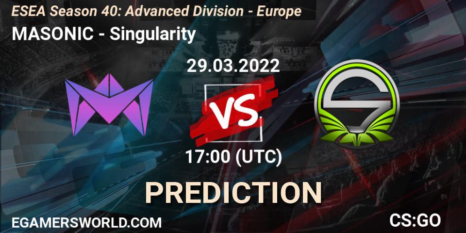 MASONIC vs Singularity: Match Prediction. 29.03.22, CS2 (CS:GO), ESEA Season 40: Advanced Division - Europe