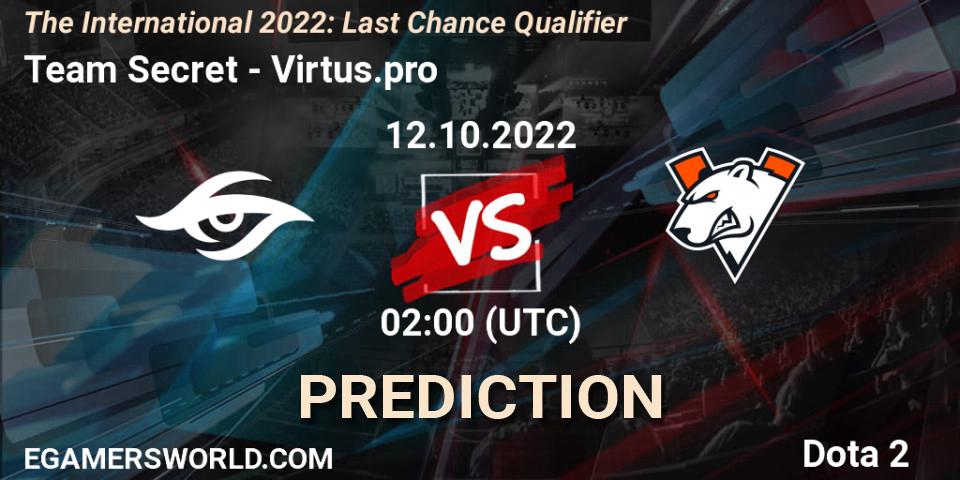 Team Secret vs Virtus.pro: Match Prediction. 12.10.22, Dota 2, The International 2022: Last Chance Qualifier