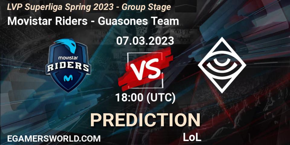 Movistar Riders vs Guasones Team: Match Prediction. 07.03.2023 at 17:00, LoL, LVP Superliga Spring 2023 - Group Stage