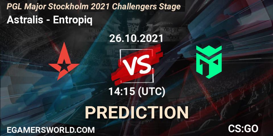 Astralis vs Entropiq: Match Prediction. 26.10.2021 at 14:15, Counter-Strike (CS2), PGL Major Stockholm 2021 Challengers Stage