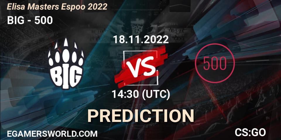 BIG vs 500: Match Prediction. 18.11.22, CS2 (CS:GO), Elisa Masters Espoo 2022