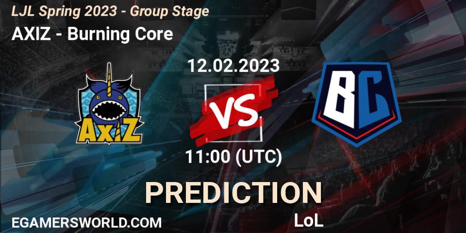 AXIZ vs Burning Core: Match Prediction. 12.02.2023 at 11:00, LoL, LJL Spring 2023 - Group Stage