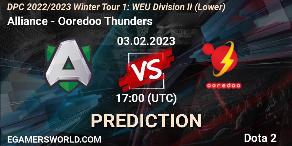 Alliance vs Ooredoo Thunders: Match Prediction. 03.02.23, Dota 2, DPC 2022/2023 Winter Tour 1: WEU Division II (Lower)