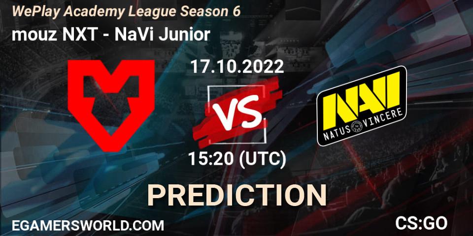 mouz NXT vs NaVi Junior: Match Prediction. 17.10.22, CS2 (CS:GO), WePlay Academy League Season 6