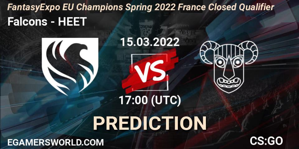 Falcons vs HEET: Match Prediction. 15.03.2022 at 17:05, Counter-Strike (CS2), FantasyExpo EU Champions Spring 2022 France Closed Qualifier