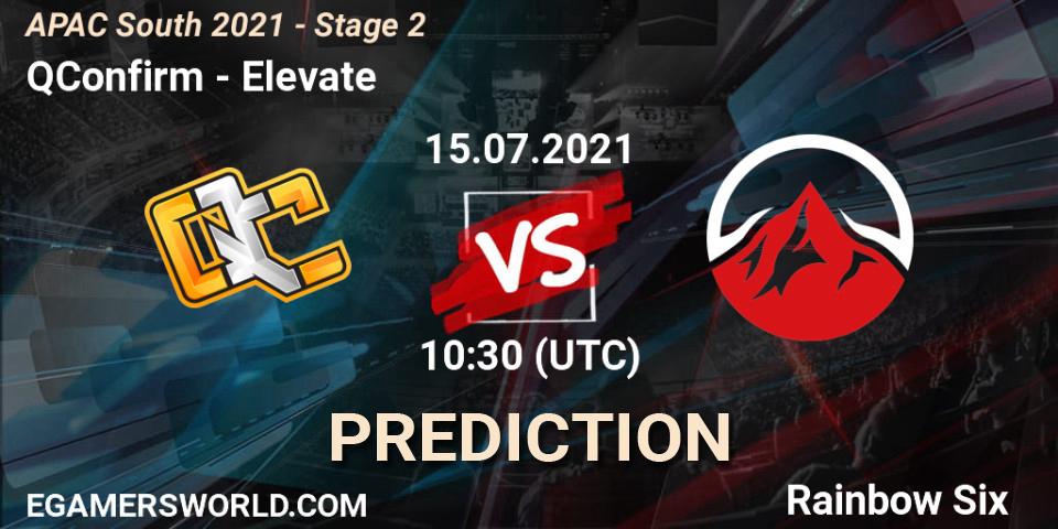 QConfirm vs Elevate: Match Prediction. 15.07.2021 at 10:30, Rainbow Six, APAC South 2021 - Stage 2