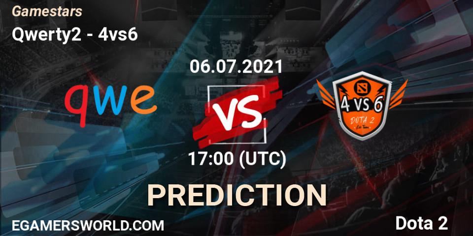 Qwerty2 vs 4vs6: Match Prediction. 06.07.2021 at 16:57, Dota 2, Gamestars