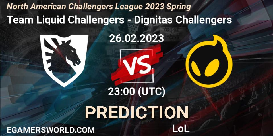 Team Liquid Challengers vs Dignitas Challengers: Match Prediction. 26.02.23, LoL, NACL 2023 Spring - Group Stage