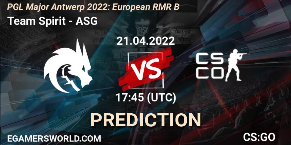 Team Spirit vs ASG: Match Prediction. 21.04.2022 at 17:40, Counter-Strike (CS2), PGL Major Antwerp 2022: European RMR B