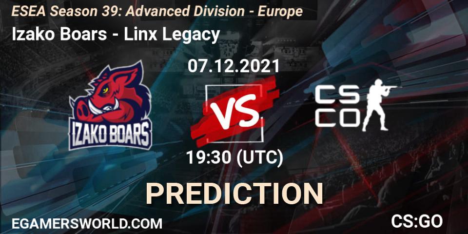 Izako Boars vs Linx Legacy eSport: Match Prediction. 07.12.21, CS2 (CS:GO), ESEA Season 39: Advanced Division - Europe