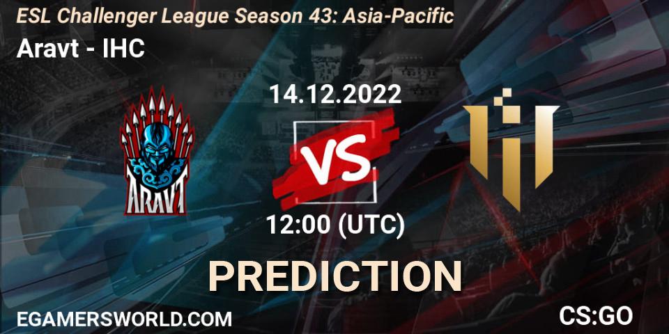 Aravt vs IHC: Match Prediction. 14.12.2022 at 12:00, Counter-Strike (CS2), ESL Challenger League Season 43: Asia-Pacific