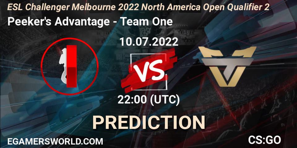 Peeker's Advantage vs Team One: Match Prediction. 10.07.22, CS2 (CS:GO), ESL Challenger Melbourne 2022 North America Open Qualifier 2
