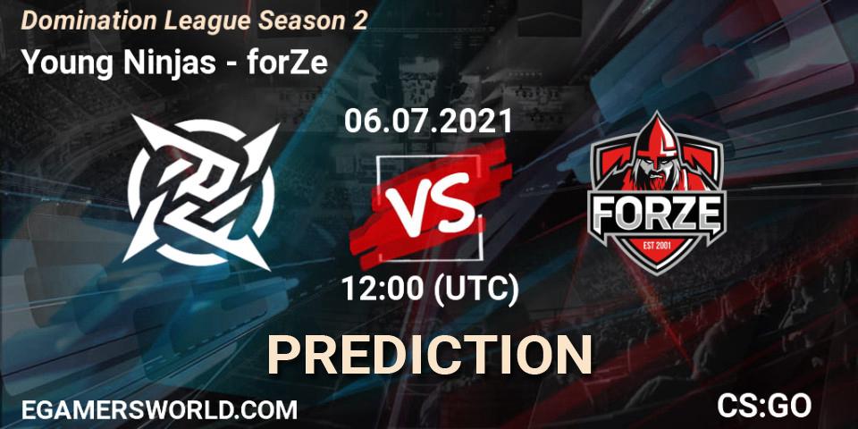 Young Ninjas vs forZe: Match Prediction. 06.07.2021 at 12:35, Counter-Strike (CS2), Domination League Season 2